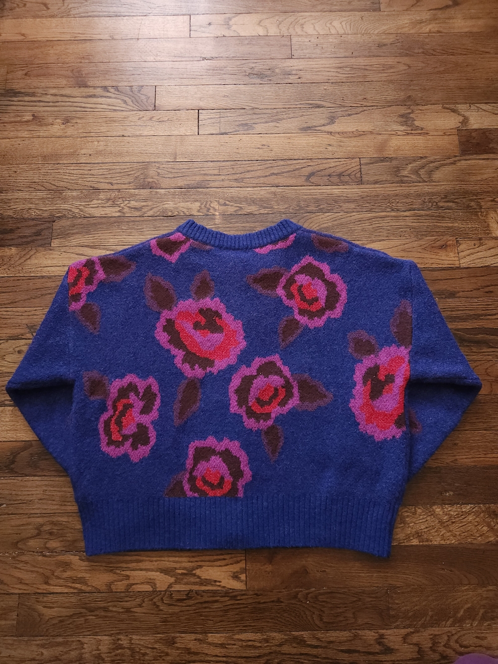 Natural Life Floral Button Front Cardigan Sweater in Blue Rose Size Medium - Picture 6 of 14